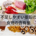 不足しやすい亜鉛の食物の含有量